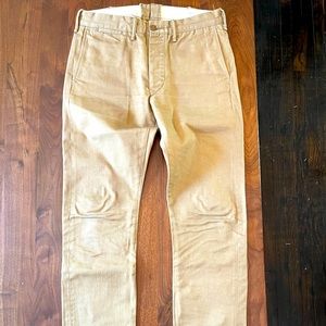 Double RL RRL khaki officer chino 32 inseam selvedge